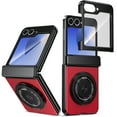 thumbnail image 1 of for Samsung Galaxy Z Flip 6 Case , Hinge Protection Case with Front Screen Protector 360°Ring Magnetic Kickstand Protective Shockproof Case for Samsung Galaxy Z Flip 6,Red, 1 of 12