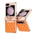 thumbnail image 1 of for Samsung Galaxy Z Flip 6 Case Hinge Protection with Finger Ring Holder, Premium PU Leather Hybrid PC All-Inclusive Diamond Bling Phone Case for Samsung Galaxy Z Flip 6 5G, Orange, 1 of 8
