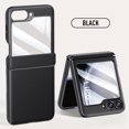 thumbnail image 1 of for Samsung Galaxy Z Flip 6 Case, Hinge Protection Luxury PU Leather Skin Friendly Shockproof Protective Phone Cover, with Anti-Scratch Tempered Glass Screen Protector, Black, 1 of 8