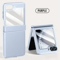 thumbnail image 1 of for Samsung Galaxy Z Flip 6 Case, Hinge Protection Luxury PU Leather Skin Friendly Shockproof Protective Phone Cover, with Anti-Scratch Tempered Glass Screen Protector, Purple, 1 of 8