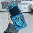 thumbnail image 1 of for Samsung Galaxy Z Flip 6 Case with Hinge Protection, Ring Kickstand, Support Wireless Charging,Shockproof Protective Glitter Bling Phone Case Cover for Samsung Galaxy Z Flip 6,Blue, 1 of 8