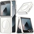 thumbnail image 1 of for Samsung Galaxy Z Flip 6 Case Magnetic,Z Flip 6 Case [Compatible with MagSafe] Transparent Slim Shockproof Hard PC Protective Rugged Phone Case Cover for Z Flip 6 5G(White), 1 of 8
