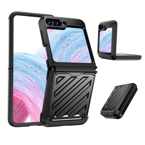 for Samsung Galaxy Z Flip 6 Case, Rugged Shockproof Anti-Drop Electroplated Phone Case, Hybrid Full Body Drop Protective Hard Plating Cover for Samsung Galaxy Z Flip 6, Black