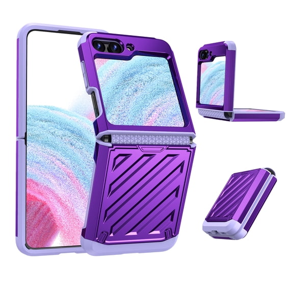 for Samsung Galaxy Z Flip 6 Case, Rugged Shockproof Anti-Drop Electroplated Phone Case, Hybrid Full Body Drop Protective Hard Plating Cover for Samsung Galaxy Z Flip 6, Purple