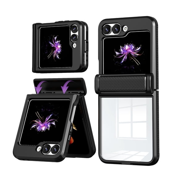 for Samsung Galaxy Z Flip 6 Case, Shockproof Rugged Samsung Galaxy Z Flip 6 Phone Case, Drop Protection Crystal Clear Back Case Clear for Samsung Galaxy Z Flip 6 5G, Black