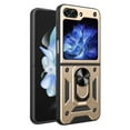 thumbnail image 1 of For Samsung Galaxy Z Flip 6 Case with Sliding Camera Lens Cover and Ring Kickstand Heavy Duty Military Grade Rugged Protection Shockproof Back Phone Cover for Samsung Galaxy Z Flip 6, Gold, 1 of 10