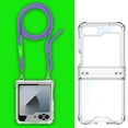 thumbnail image 1 of for Samsung Galaxy Z Flip 6 Clear Case with Hinge Protection and Long Rope Shoulder Strap, Military Grade Drop Protection Durable Sturdy Slim Protective Phone Case for Samsung Galaxy Z Flip 6, Purple, 1 of 7