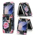 thumbnail image 1 of for Samsung Galaxy Z Flip 6 Credit Card Holder Wallet Case with Flip Kickstand, Rose Pattern Purse Floral Cover Shockproof Anti-Drop Protective Case for Samsung Galaxy Z Flip 6 Women Girls, Black, 1 of 11
