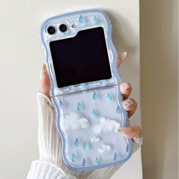 Samsung Galaxy Z Flip 6 Cute Case with Lovely Beads Strap, Wave Frame Phone Cover for Girls