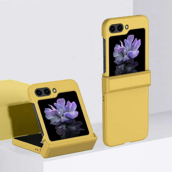 for Samsung Galaxy Z Flip 6 Hinge Protection Case without Front Screen Protector, Ultra Thin Matte Liquid Silicone PC Protective Cover for Samsung Galaxy Z Flip 6,Yellow