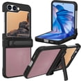thumbnail image 1 of for Samsung Galaxy Z Flip 6 with Hinge Protection, Stylish Litchi Pattern PU Leather + PC Kickstand Case Cover with Screen Protector for Samsung Galaxy Z Flip 6, Pink, 1 of 7