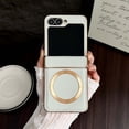 thumbnail image 1 of For Samsung Galaxy Z Flip 6 Phone Case,Compatible with Mag-Safe,With Hinge Protection,Electroplated Frame Design,PU Leather Shockproof Non-Slip Anti-Scratch Rugged Phone Case,White, 1 of 11