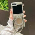 thumbnail image 1 of For Samsung Galaxy Z Flip 6 Phone Case,With Make-up Mirror,Wrist Strap,Contractile Ring Kickstand,Compatible with Mag-safe,PU Leather Anti-Scratch Shockproof Rugged Phone Case,Gray, 1 of 6