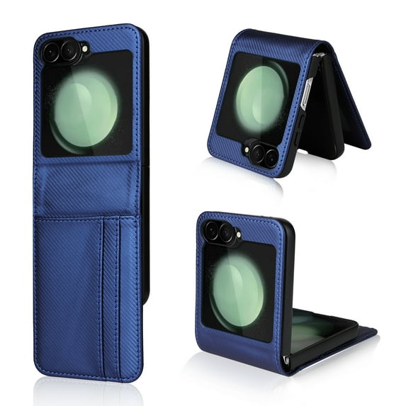 for Samsung Galaxy Z Flip 6 Wallet Case with Card Holder, Classic Business Style Premium PU Leather Protective Luxury Phone Case Men Women for Samsung Galaxy Z Flip 6,Blue