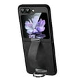 thumbnail image 1 of For Samsung Galaxy Z Flip 6 Wallet Case with Wristband Strap Kickstand Case fits Samsung Galaxy Z Flip 6 Ring Finger Holder Grip Premium Classic PU Leather Shockproof Cover for Women & Men,Black, 1 of 6