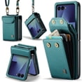 thumbnail image 1 of for Samsung Galaxy Z Flip 7 5G Crossbody Strap Case, Retro PU Leather Strap Wristlet Flip Case Cover with Magnetic Closure and Card Holder for Men Women for Samsung Galaxy Z Flip 7, Green, 1 of 8