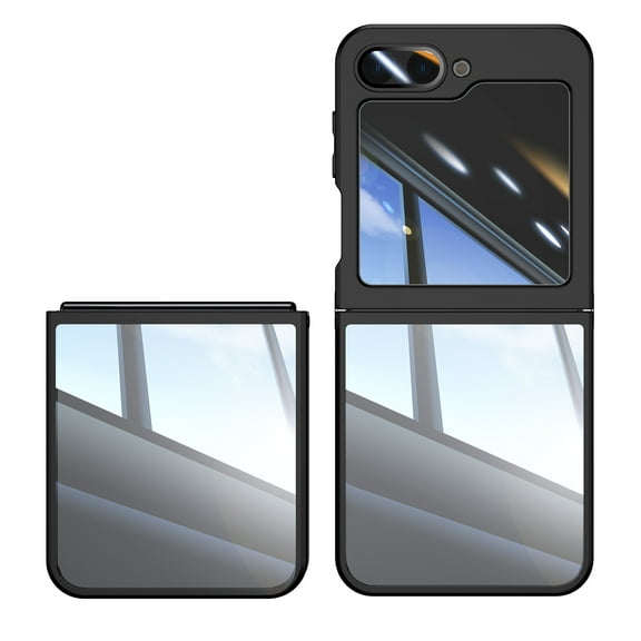 for Samsung Galaxy Z Flip 7 Case Clear Slim, [Built in Lens Protector] [Non Yellowing] TPU Bumper Transparent Back Hard Shell Shockproof Thin for Men Women for Samsung Galaxy Z Flip 7, Black
