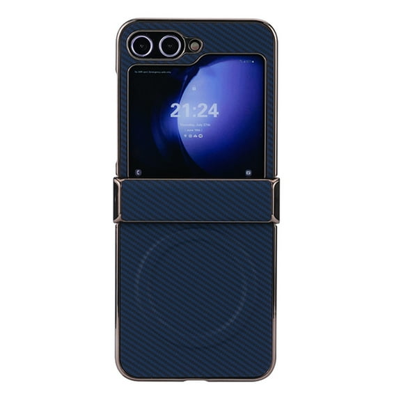 for Samsung Galaxy Z Flip 7 Case, Compatible with Magsafe, Carbon Fiber Texture Design, Built-in Microfiber Lining, Shockproof Lightweight Slim Phone Case for Samsung Galaxy Z Flip 7 - Darkblue