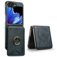 thumbnail image 1 of for Samsung Galaxy Z Flip 7 Case with Credit Card Holder, for Samsung Galaxy Z Flip 7 Phone PU Leather Case Wallet for Women Wallet Finger Ring Magnetic Detachable 2-in-1 for Men - Blue, 1 of 7