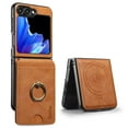 thumbnail image 1 of for Samsung Galaxy Z Flip 7 Case with Credit Card Holder, for Samsung Galaxy Z Flip 7 Phone PU Leather Case Wallet for Women Wallet Finger Ring Magnetic Detachable 2-in-1 for Men - Brown, 1 of 7