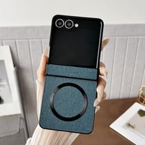 for Samsung Galaxy Z Flip 7 Case, Fabric Back PC Frame, Luxury Magsafe Shockproof Thin Fit Phone Case Cover with Hinge Protection for Samsung Galaxy Z Flip 7 with Small Screen Protector, Darkblue