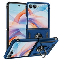 For Samsung Galaxy Z Flip 7 Case ,Heavy Duty Shockproof Body Phone Cover Built in Metal Rotated Magnetic Ring Holder Kickstand,Dual Layer Military-Grade Drop protection,Blue