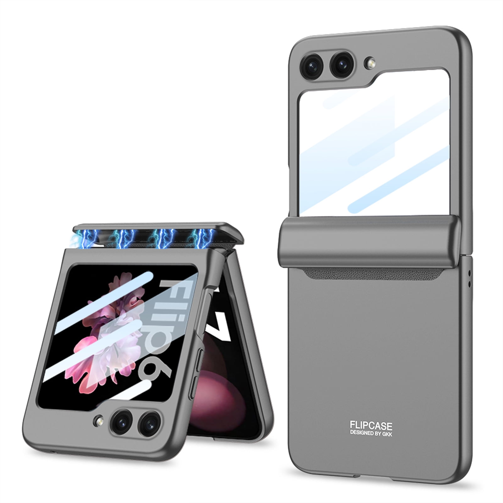 for Samsung Galaxy Z Flip 7 Case, Hinge Protection, Built-in Anti-peeping Screen Protector, Wireless Charging, Shockproof, Anti Scratch Slim Phone Protective Cover for Galaxy Z Flip 7, Gray