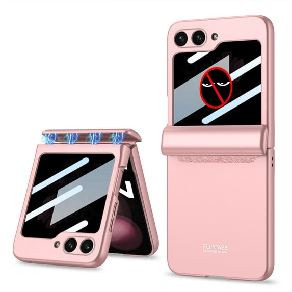 for Samsung Galaxy Z Flip 7 Case, Hinge Protection, Built-in Anti-peeping Screen Protector, Wireless Charging, Shockproof, Anti Scratch Slim Phone Protective Cover