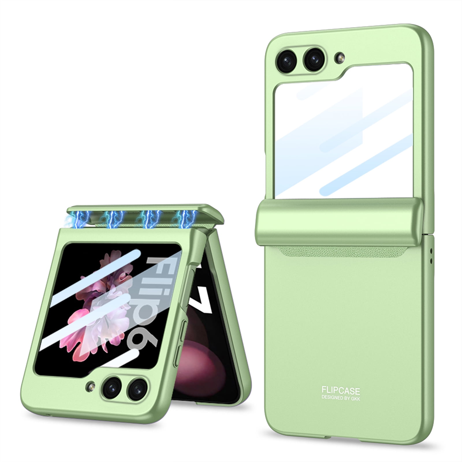 for Samsung Galaxy Z Flip 7 Case, Hinge Protection, Built-in Anti-peeping Screen Protector, Wireless Charging, Shockproof, Anti Scratch Slim Phone Protective Cover for Galaxy Z Flip 7, Lightgreen
