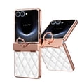 thumbnail image 1 of for Samsung Galaxy Z Flip 7 Case Hinge Protection with Finger Ring Holder, Premium PU Leather Hybrid PC All-Inclusive Diamond Bling Phone Case for Samsung Galaxy Z Flip 7 5G, White, 1 of 6