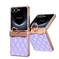 thumbnail image 1 of for Samsung Galaxy Z Flip 7 Case Hinge Protection with Finger Ring Holder, Premium PU Leather Hybrid PC All-Inclusive Diamond Bling Phone Case for Samsung Galaxy Z Flip 7 5G, Purple, 1 of 6
