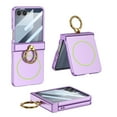 thumbnail image 1 of for Samsung Galaxy Z Flip 7 Case with Ring Holder, Case with Hinge Protection + Anti-Scratch Tempered Glass Screen Protector + Ultra-Thin Protective Case for Samsung Galaxy Z Flip 7, Purple, 1 of 12