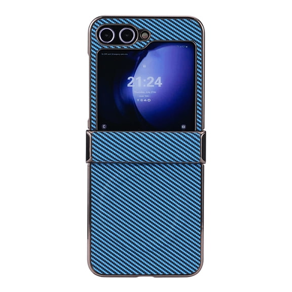 for Samsung Galaxy Z Flip 7 FE / Z Flip 6 Case, Compatible with Magsafe, Carbon Fiber Texture Design, Built-in Microfiber Lining, Shockproof Lightweight Slim Phone Case - Blue