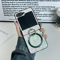 for Samsung Galaxy Z Flip 7 Glitter Ring Kickstand Case, Cute Luxury Bling Sparkly with Magsafe Soft TPU Bumper Women Girls Protective Wireless Charging Case for Samsung Galaxy Z Flip 7, Pink