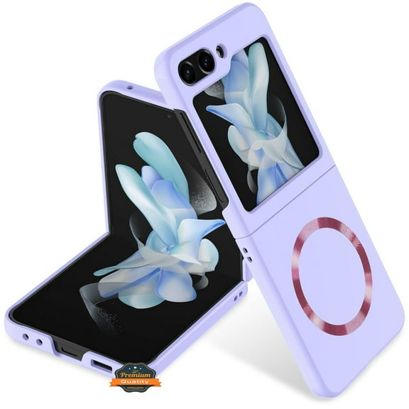 For Samsung Galaxy Z Flip 7 Matte Magnetic Case Supports Fast Wireless Charging, Slim Hybrid TPU Rubber Shockproof Phone Case Cover by Xpression, Purple