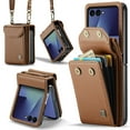 thumbnail image 1 of for Samsung Galaxy Z Flip 7 Wallet Case, PU Leather Magnetic Snap Crossbody Strap Card Slots RFID Blocking Drop Protective Phone Case Cover for Samsung Galaxy Z Flip 7 - Brown, 1 of 8