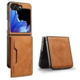 thumbnail image 1 of For Samsung Galaxy Z Flip 7 Wallet Phone Case,2-in-1 Magnetic Detachable Card Holder,Compatible with Mag-Safe,With Card Slots,Kickstand,PU Leather Anti-Drop Shockproof Phone Case,Brown, 1 of 7