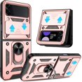 thumbnail image 1 of for Samsung Galaxy Z Flip3 Case, Samsung Galaxy Z FLIP 3 5G Case with HD Screen Protector with Slide Camera Cover, 360°Rotation Ring Kickstand [Military Grade] Case for Samsung Z FLIP 3,Rose Gold, 1 of 18