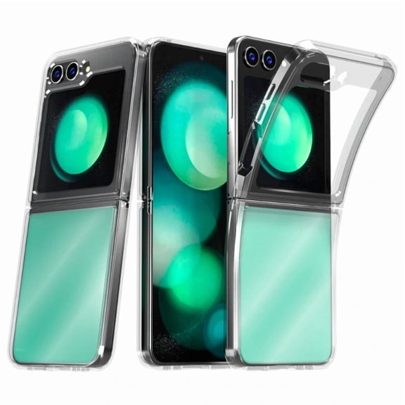 Samsung Galaxy Z Flip5 Hybrid Shockproof Clear Slim Acrylic Case Cover Flexible Hinge Rib