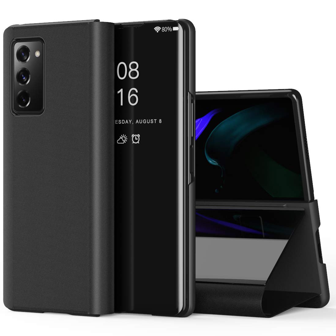 Samsung Galaxy Z Fold 2 Case, Luxury Mirror Design Clear View Smart