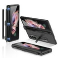 thumbnail image 1 of Samsung Galaxy Z Fold 3 2021 Case with S Pen Holder, Ultra Slim Magnetic Kickstand Shockproof Rugged Full Body Protective Cover, Black, 1 of 7