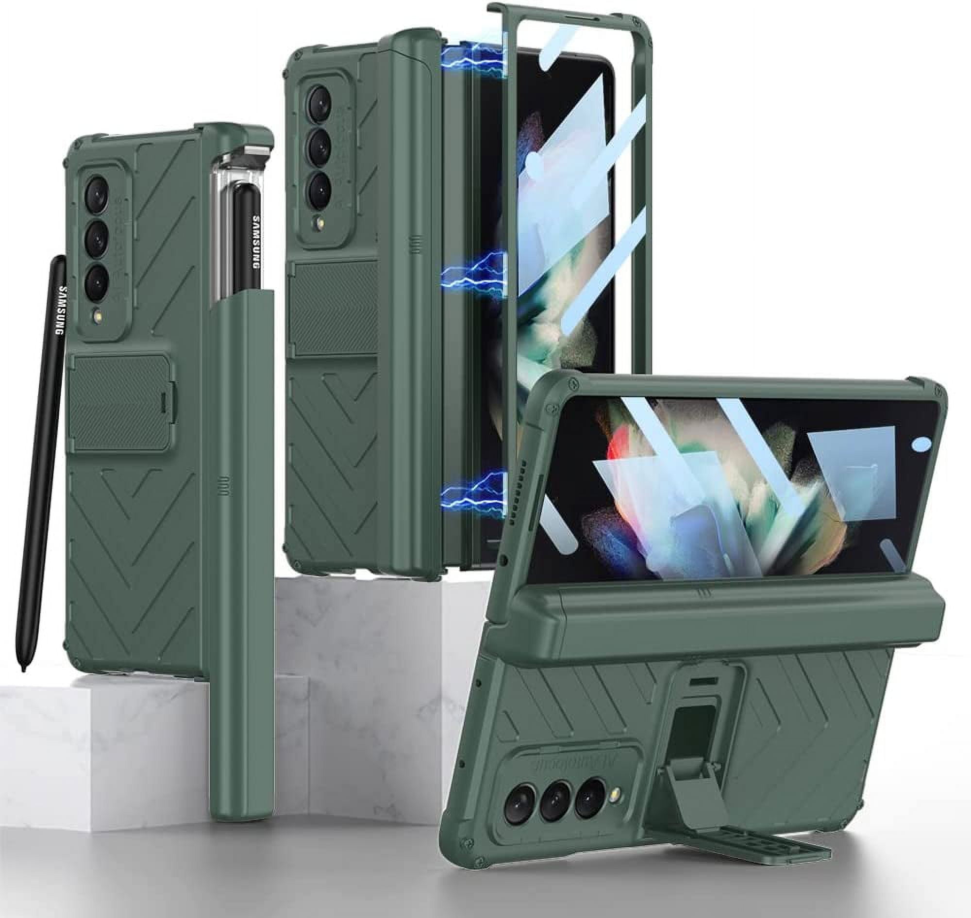 for Samsung Galaxy Z Fold 3 5G Case Kickstand Slide s Pen Slot with ...