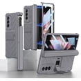 thumbnail image 1 of for Samsung Galaxy Z Fold 3 5G Case Kickstand Slide s Pen Slot with Glass Screen Protector Film Magnetic Hinge Protection Armor Bracket fold3 Cover for Galaxy Fold 3 Phone Case (Gray,Z Fold 3), 1 of 12