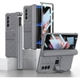 thumbnail image 1 of for Samsung Galaxy Z Fold 3 5G Case Kickstand Slide s Pen Slot with Glass Screen Protector Film Magnetic Hinge Protection Armor Bracket fold3 Cover for Galaxy Fold 3 Phone Case (Gray,Z Fold 3), 1 of 12