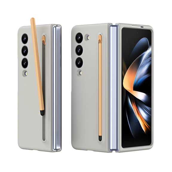 for Samsung Galaxy Z Fold 3 5G Case with S Pen Slot & S Pen, Luxury Ultra Slim Thin Matte PC Shockproof Protective Phone Case Cover for Samsung Galaxy Z Fold 3 5G - Lightgray
