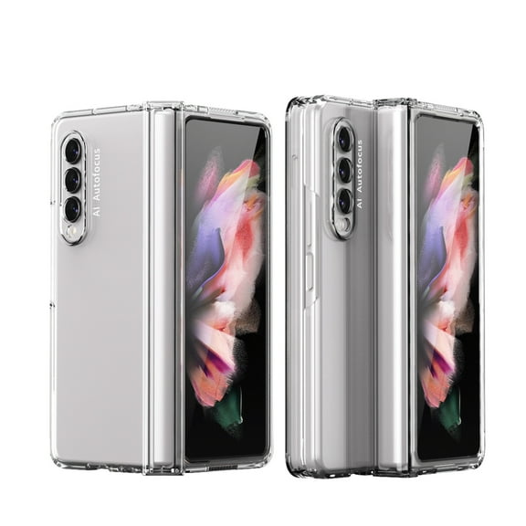 Samsung Galaxy Z Fold 3 5G Case with Tempered Glass Screen Protector, Dteck Ultra Thin Full Protection Cover Hard PC Anti-Scratch Shockproof Protective Phone Case for Samsung Galaxy Z Fold 3, Clear