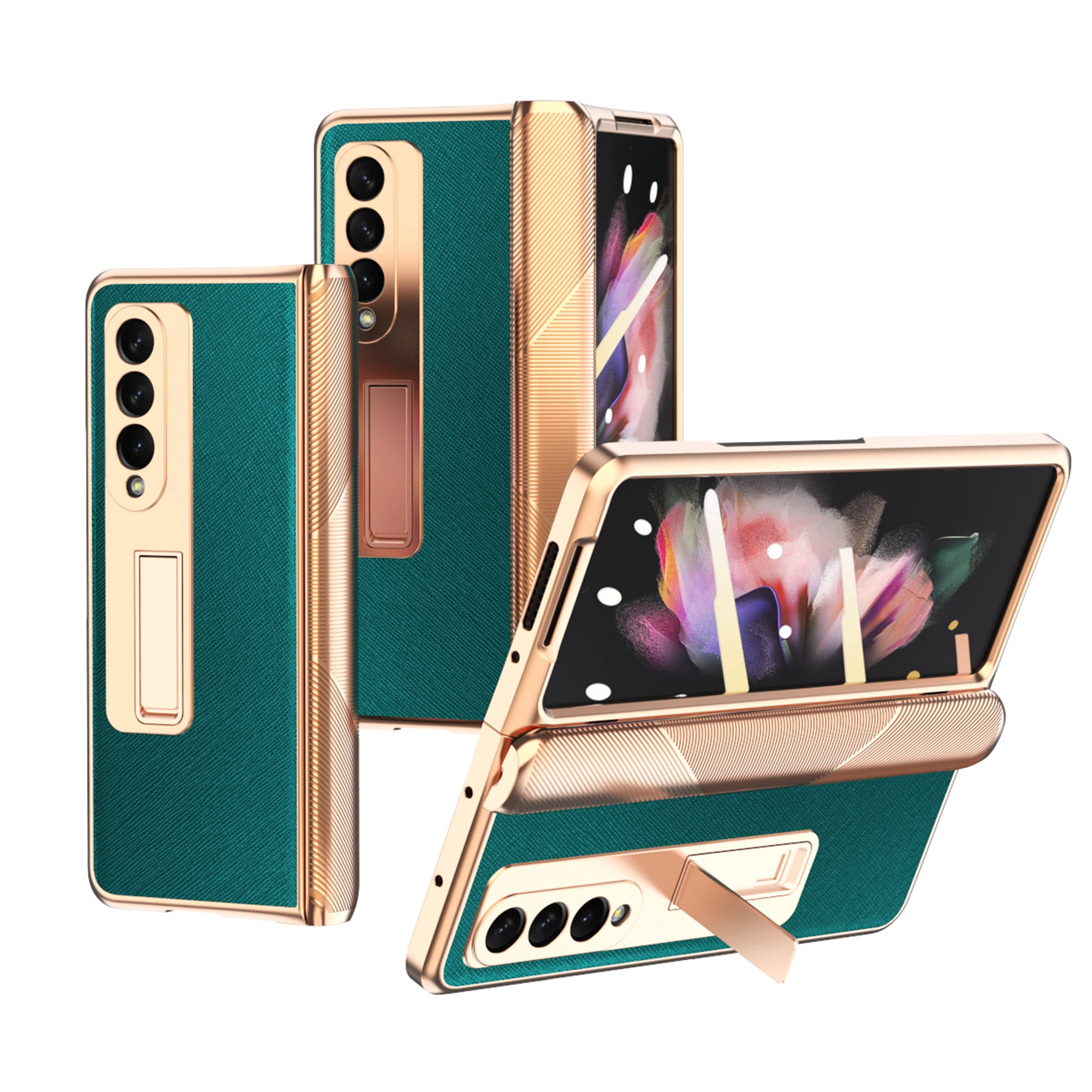 Samsung Galaxy Z Fold3 5G Dteck Leather Case - Cyan Blue with