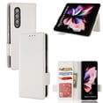 thumbnail image 1 of for Samsung Galaxy Z Fold 3 Case, Classic Design PU Leather Wallet Magnetic Closure Flip Case with Kickstand Card Holder Slot Shockproof Protective Cover for Samsung Galaxy Z Fold 3 5G - White, 1 of 5