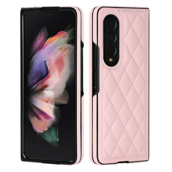 for Samsung Galaxy Z Fold 3 Case Elegant PU Leather, Samsung Galaxy Z Fold 3 Case Protective Premium Slim Thin Phone Case for Women Girls Compatible with Samsung Galaxy Z Fold 3, Pink