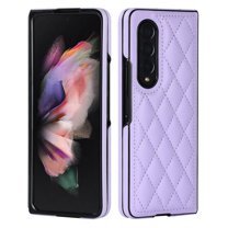for Samsung Galaxy Z Fold 3 Case Elegant PU Leather, Samsung Galaxy Z Fold 3 Case Protective Premium Slim Thin Phone Case for Women Girls Compatible with Samsung Galaxy Z Fold 3, Purple